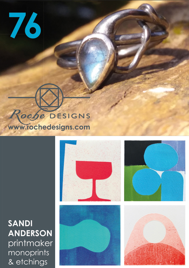 A2-A-boards-1 Claire Roche jeweller, Sandi Anderson printmaker both displaying at Pittenweem Arts Festival 2022 Venue 76