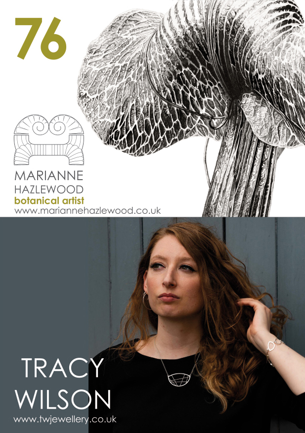 Marianne Hazlewood, botanical artist, Tracy Wilson jeweller both displaying at Pittenweem Arts Festival 2022 Venue 76