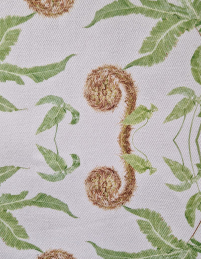 Creme Fern fabric design including imagery from my Dryopteris affinis and Dryopteris sieboldii paintings on 300gsm Denim