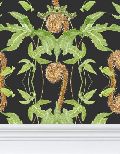 Dark Fern - full colour wallpaper design including imagery from my Dryopteris affinis and Dryopteris sieboldii paintings