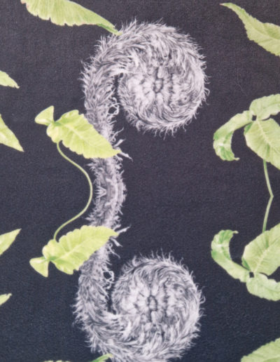 Dark Fern - grey fabric design including imagery from my Dryopteris affinis and Dryopteris sieboldii paintings on 280gsm Soft Velvet