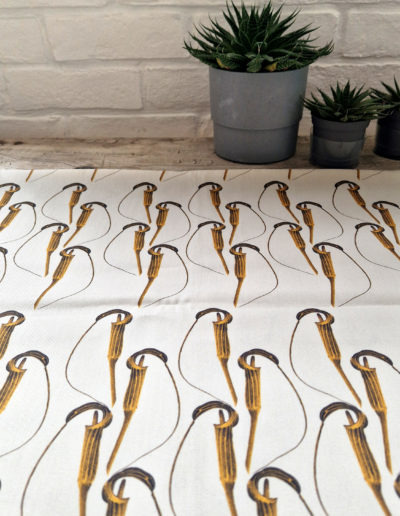 Cilliatum fabric design including imagery from my Arisaema cilliatum on 230gsm Cotton Twill