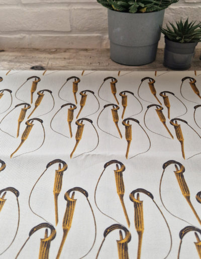 Cilliatum fabric design including imagery from my Arisaema cilliatum on 230gsm Cotton Twill