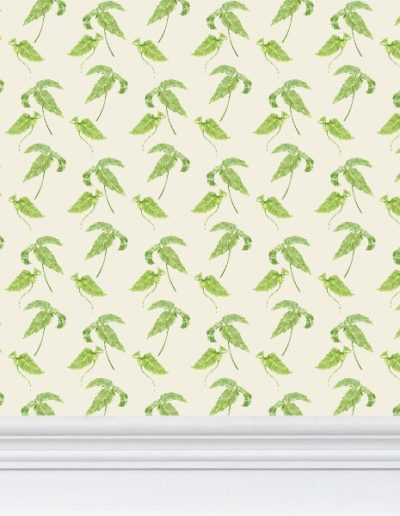 Simple fern creme wallpaper design including imagery from my Dryopteris sieboldii painting