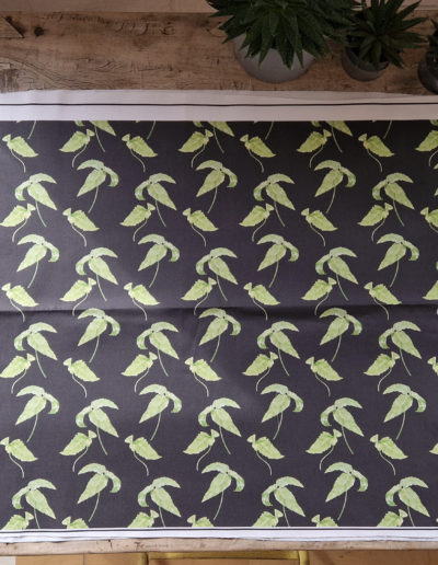Simple fern dark fabric design including imagery from my Dryopteris sieboldii painting on 213gsm Cotton Twill