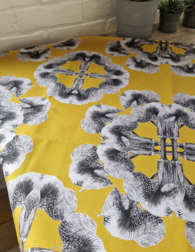 Big Yellow griffithii fabric design including imagery from my Arisaema griffithii on 300gsm Denim