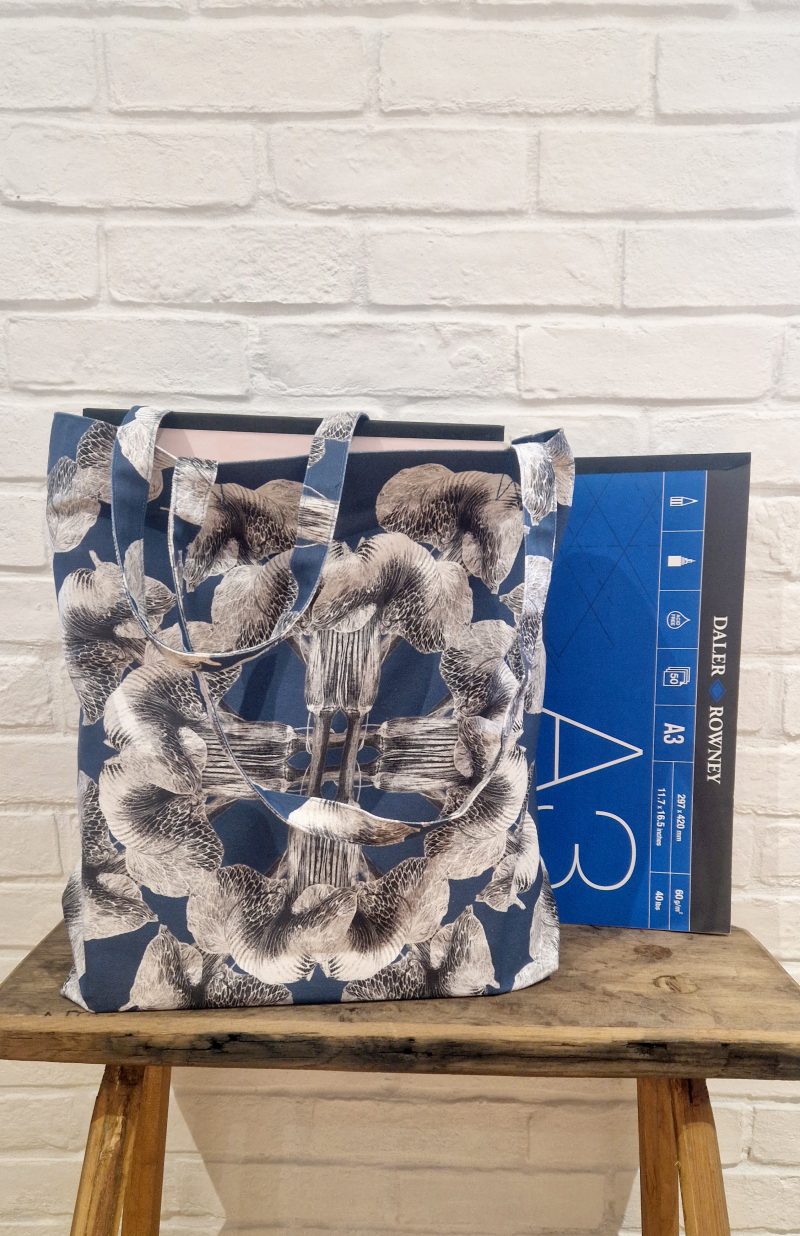 50 cm Tote Bag - holds A3 pads, handcrafted by Kate, designed by Marianne Hazlewood