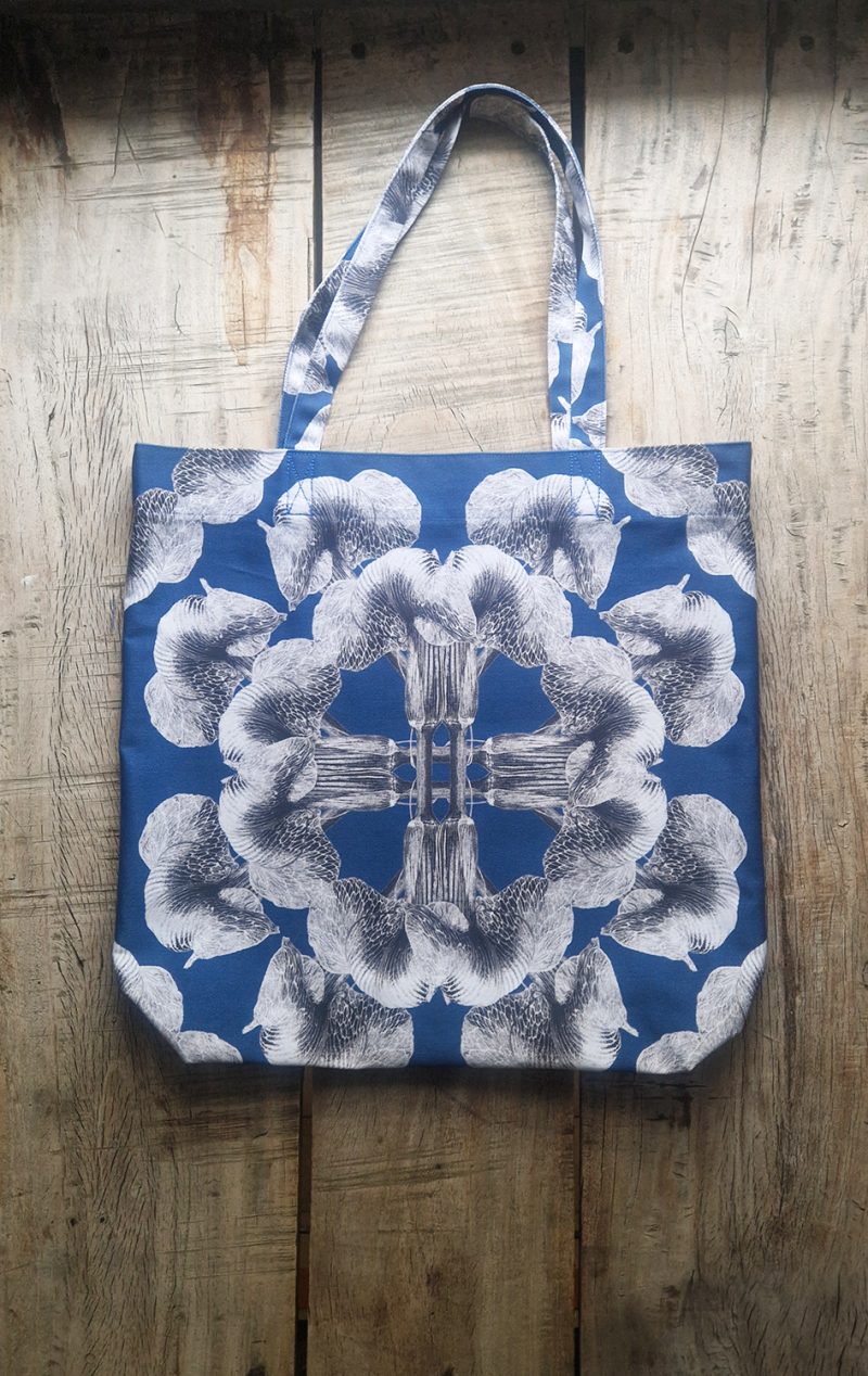 Blue 50 cm Tote Bag, handcrafted by Kate, designed by Marianne Hazlewood