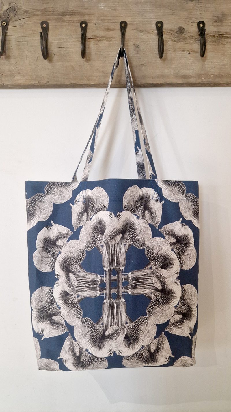 Blue 50 cm Tote Bag, handcrafted by Kate, designed by Marianne Hazlewood