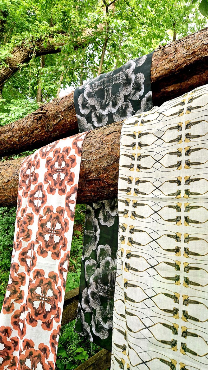 Cotton scarves designed by Marianne Hazlewood