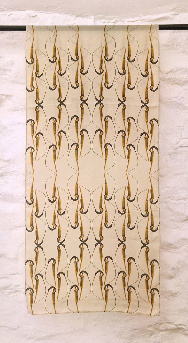 Arisaema cilliatum, yellow on creme - habatoi silk scarves designed by Marianne Hazlewood