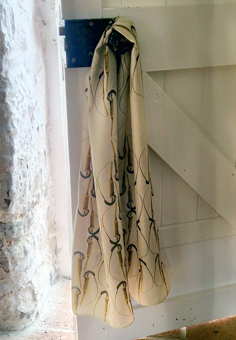 Arisaema cilliatum, yellow on creme - habatoi silk scarves designed by Marianne Hazlewood