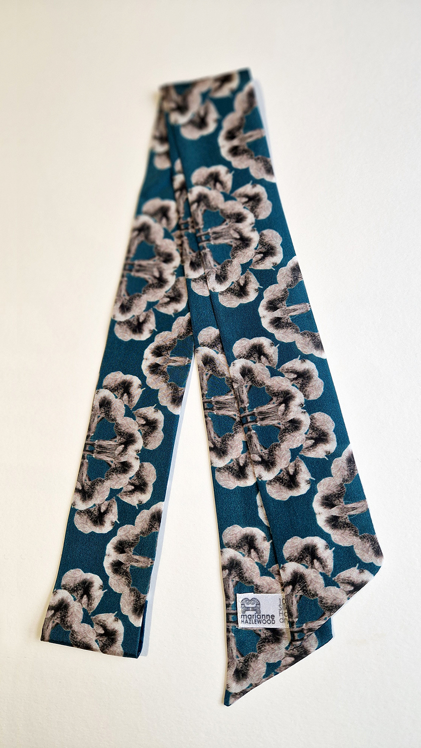Blue Mandala, Large, Arisaema griffithii var Pradhanii - habatoi silk skinny scarf designed by Marianne Hazlewood