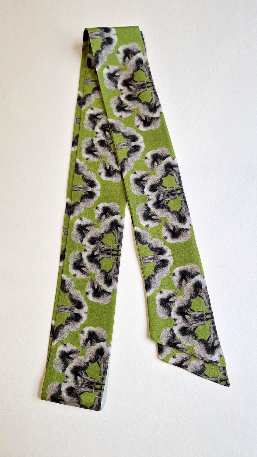 Green Mandala, Large, Arisaema griffithii var Pradhanii - habatoi silk skinny scarf designed by Marianne Hazlewood