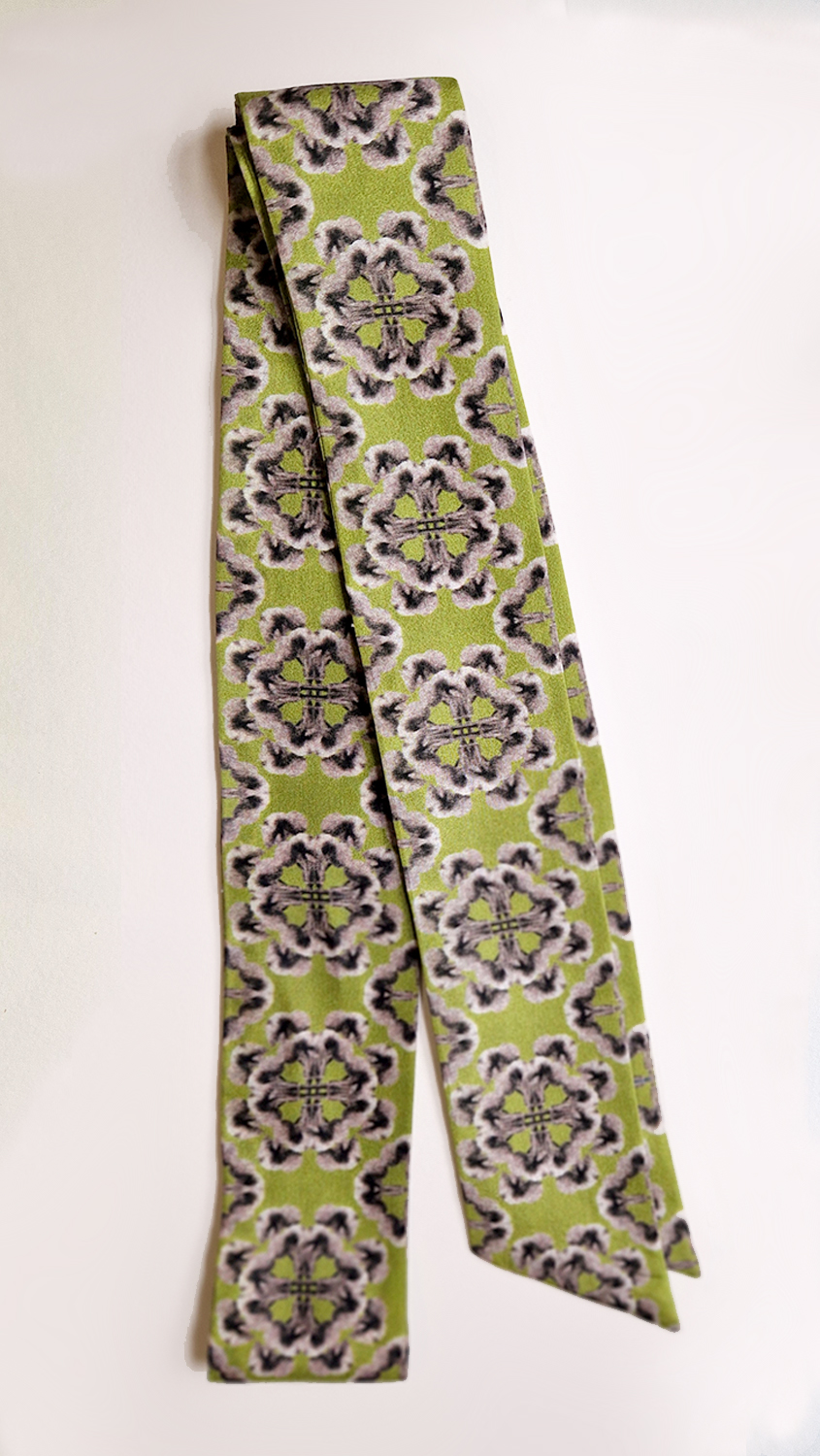 Green Mandala, Small, Arisaema griffithii var Pradhanii - habatoi silk skinny scarf designed by Marianne Hazlewood