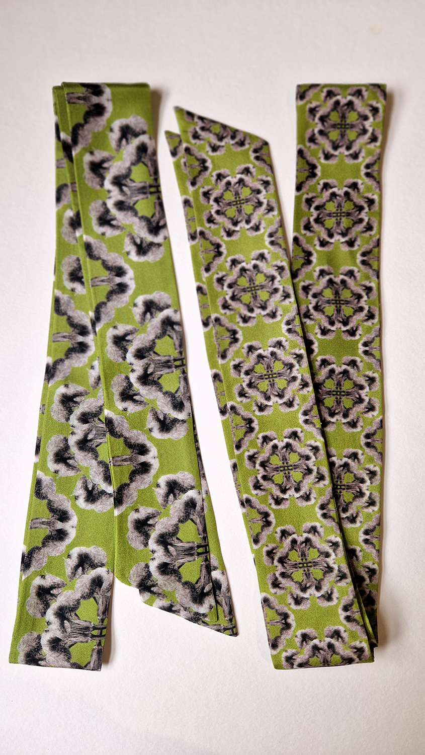 Green Mandala, Large & Small, Arisaema griffithii var Pradhanii - habatoi silk skinny scarf designed by Marianne Hazlewood