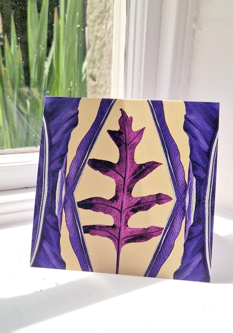 Regency Purple Asplenium & Phlebodium greetings card