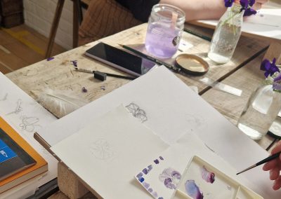Painting in Marianne's studio in Carlops - Botanical Painting and Yoga Weekend May 2026