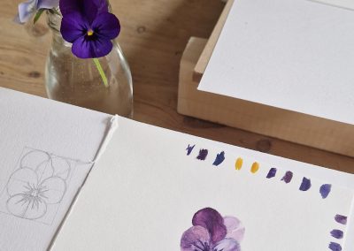 Painting in Marianne's studio in Carlops - Botanical Painting and Yoga Weekend May 2026