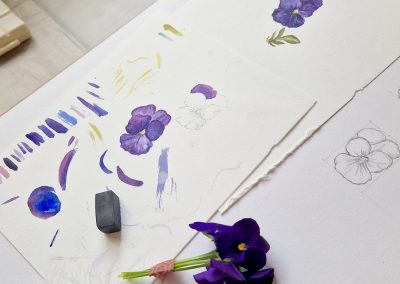 Painting in Marianne's studio in Carlops - Botanical Painting and Yoga Weekend May 2026